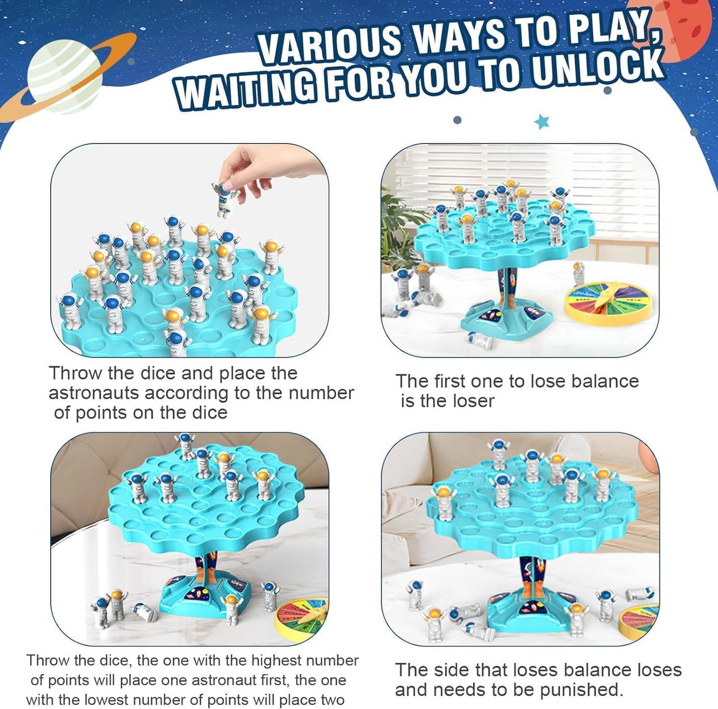 Yeopopshop Astronaut Balance Game,Balance Board Game,Two-Player Balanced Tree Board Game Montessori Astronaut Balance Tree Educational Toys Children Desktop Game Gift for Boys Girls