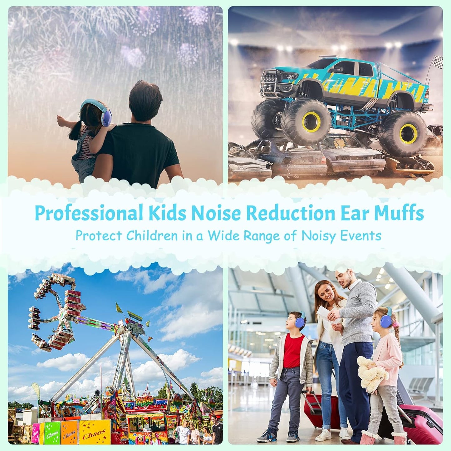 Onhear Kids Noise Cancelling Headphones NRR 26dB Kids Ear Protection Earmuffs for Autism Toddler Children Noise Cancelling Sound Proof Earmuffs/Headphones for Concerts Air Shows Fireworks
