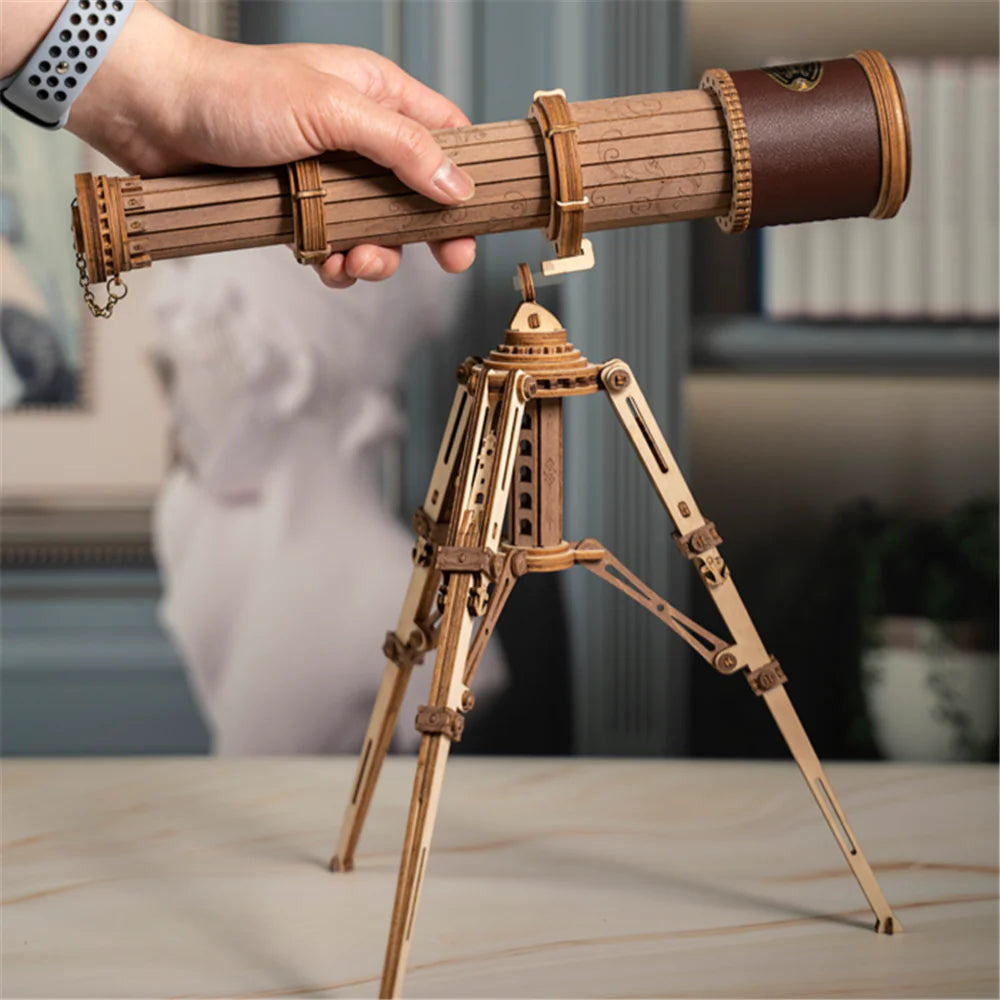 3D Assembled Wooden Monocular Telescope Model