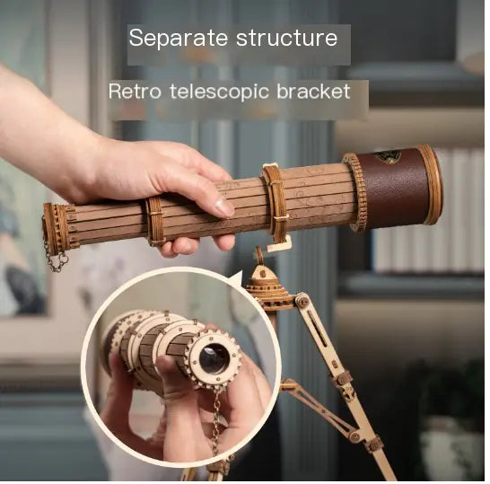 3D Assembled Wooden Monocular Telescope Model