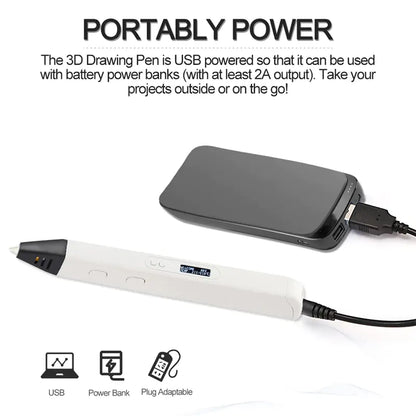 3D Pen Professional Set with OLED Screen and USB Accessories