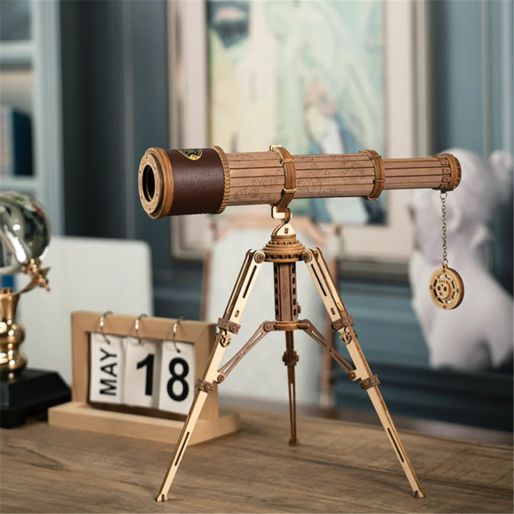 3D Assembled Wooden Monocular Telescope Model