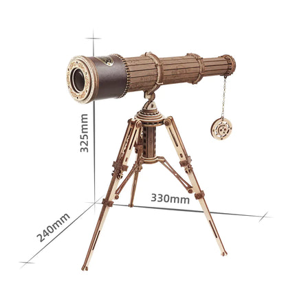 3D Assembled Wooden Monocular Telescope Model