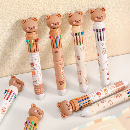 10-in-1 Cartoon Cute Little Bear Multi-color Pen