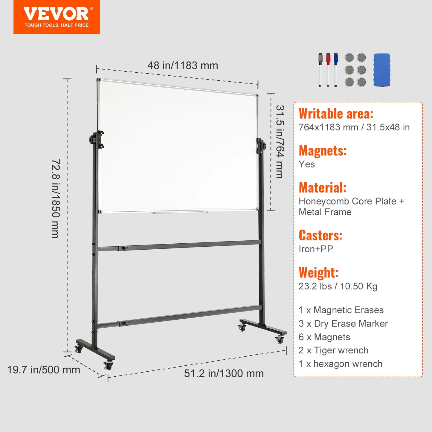 Rolling Double-Sided Magnetic Whiteboard