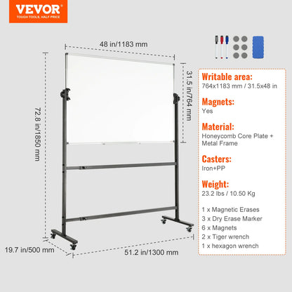 Rolling Double-Sided Magnetic Whiteboard